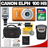Canon PowerShot 100 HS Digital Elph Camera (Orange) with 8GB Card + NB-4L B ....