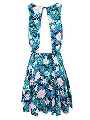 Rayon Tropical Print Skater Dress 