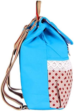 DailyPUR Girl's Lovely Sweet Lace Bowknot Leisure Canvas Spot Backpack School Bag for Student (Sky Blue)