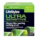 Lifestyles Ultra Sensitive Condoms, 40-count