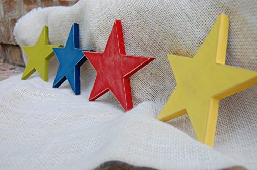 Star Wall Decor Set of Four, Wood Star Wall Hangings, Multiple Colors Available