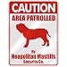 CAUTION  AREA PATROLLED BY NEAPOLITAN MASTIFFS SECURITY CO.  PARKING SIGN DOG