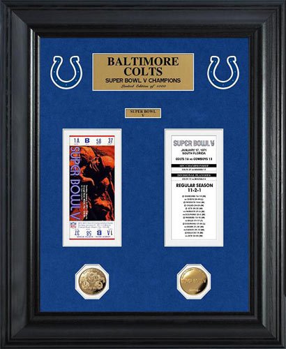 Indianapolis Colts - Super Bowl 5 V - Tickets - Coins - Framed Photo Picture