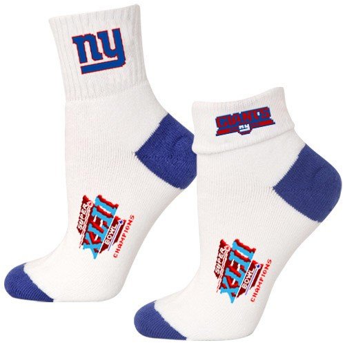 Buy New York Giants Ladies White Super Bowl XLII Champions Roll Down Socks by Football Fanatics