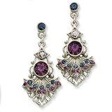 1928 Pewter-tone Light and Dark Purple/Blue Crystal Post Earrings