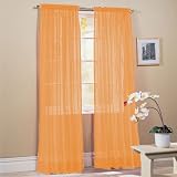 2 Piece Solid Light Orange Sheer Window Curtains/drape/panels/treatment 59"w X 84"l