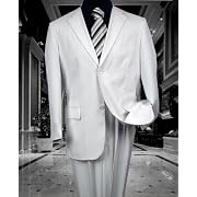 MENS SOLID COLOR WHITE 2 BUTTON WOOL 2PC SUIT BY:JEAN PAUL SUPER 130'S EXTRA FINE ITALIAN MADE.