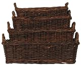 Country Hand Woven Rectangle Sapling Baskets Set / 4, Large=24 1/2"L x 11"W x 5 1/2"H