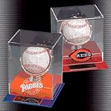 Single Baseball Display Case with Gold Glove, Engraved MLB Team Logo and Team Colors