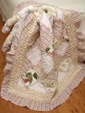 Favorite Pink Roses Cottage Chic Rag Quilt Throw