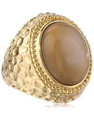 Yellow Bronze Moonstone Ring