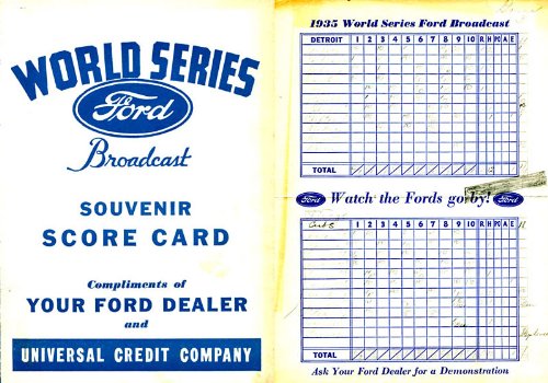 1935 World Series Detroit Tigers vs. Chicago Cubs Scorecard