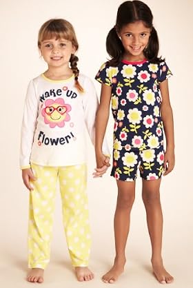 2 Pack - Younger Girl's Pure Cotton Assorted Pyjamas