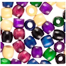 Wood Pony Beads, 11x12mm, Fashion Color Mix, 110pc Pkg