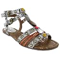 F94 Womens Snake Print Silver Gladiator Sandals Sizes 3-8
