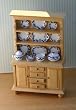 Dollhouse Miniature Light Wood Buffet Filled with China