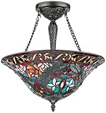 Dragonfly Garden Tiffany Glass 16 Wide Ceiling Light