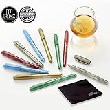 (10) Glass Graffiti&reg; Wine Glass Marker Pens Premium Metallic Writer Markers & Wipe Cloth By Black & White Label - Alternative To Party Wine Charms For Use On Glass Crystal Windows (Metallic - 10 Pack)