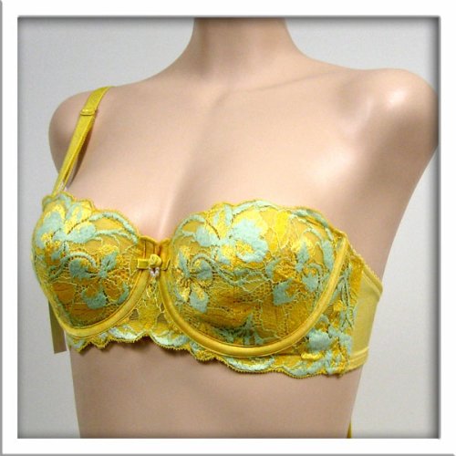 Venus Yellow Convertible Straps Demi Cup Bra #1012 sz 34A