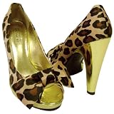 Coach Daisey Ocelot Peep Toe Signature Pumps Shoes New