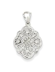 14k White Gold Diamond Vintage Pendant, Best Quality Free Gift Box Satisfaction Guaranteed