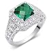 Gorgeous 2.00 carats total weight Princess Cut Checker Board Created Emerald & White CZ Size 8 Gemstone Ring in Sterling Silver