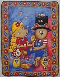 Teddy Bear Tea Party Baby Quilt Approx. 42" by 33"