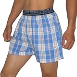 Mens Joe Boxer Cotton Plaid Sleepwear / Pajama Lounge Shorts - Blue & White (Size: S)
