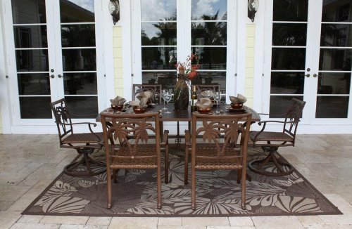Coco Palm Swivel 7 Piece Slatted Dining Set with Arm Chairs product image