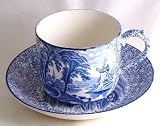 c1910 James Kent Ye Olde Foley Ware blue and white breakfast cup and saucer
