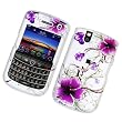 RIM BlackBerry Tour 9630 & Tour2 9650 Verizon/Sprint Snap-on Protector Hard Case Image Cover "Artistic Purple Flowers" Design