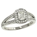 Cushion Cut and Pave Diamond Engagement Ring .75cttw