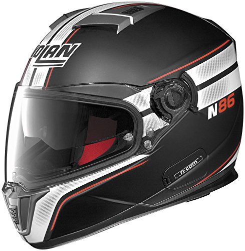 Nolan N86 Rapid Adult Street Motorcycle Helmet - Flat Black/White / Large