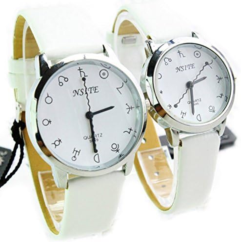 Personalized Funny Couple Watches for Lovers with White Smooth Leather Band