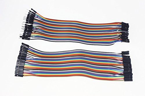 Miraclears 20cm 40Pin Flat Jumper Cable + 40Pin Male to Female Wire Connector Jumper Rainbow Flat Cable for Arduino