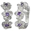 Daisy Chain Amethyst Cubic Zirconia Platinum Overlay Sterling Silver Hoop Earrings Daisy Chain Amethyst Cubic Zirconia Platinum Overlay Sterling Silver Hoop Earrings