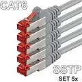 1aTTack CAT6 SSTP doppelt geschirmt Netzwerk Patch Kabel mit 2 x RJ45 Stecker Set (5 St�ck)  2m grau