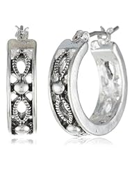 Napier "Napier Classics" Silver-Tone Textured Hoop Earrings