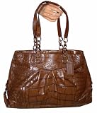 Coach Madison Exotic Embossed Leather Ashley Carryall Bag Tote 17661 Brown