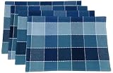 Homewear Color Cues 13-Inch by 19-Inch Reversible Mat, Blue, Set of 4