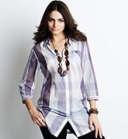 Indigo Collection Pure Cotton Longline Check Shirt with Belt