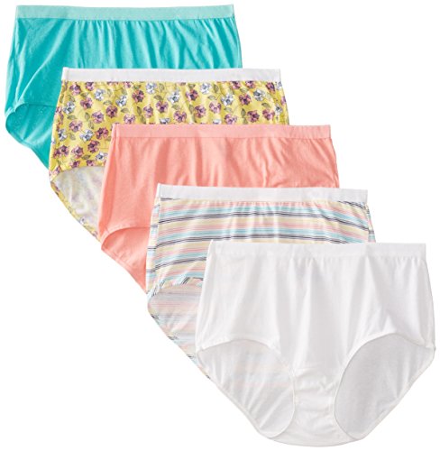 FOL Women's Plus Size Fit For Me 5-Pack Cotton Brief Panties, Wardrobe, 11