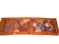 Orange India Home Decor Wall Throw Beaded Tapestry Table Runner 70