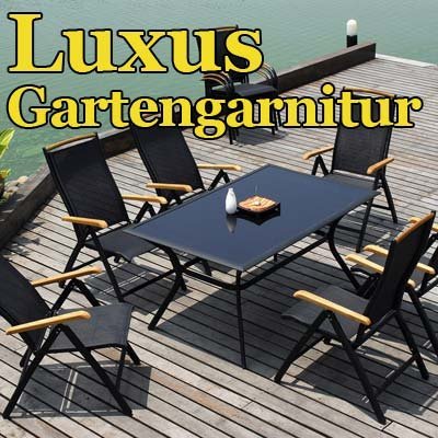 Aluminium Textilene Teak Gartengarnitur Andros Anthrazit