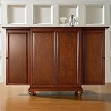 Crosley Furniture Cambridge Expandable Bar Cabinet in Classic Cherry Finish ....