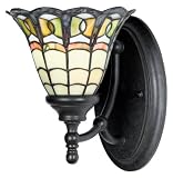Quoizel Bethany 9-Inch One Light Sconce with Tiffany Bethany Art Glass, 120 Pieces of Tiffany Glass, Vintage Bronze Finish #TFBE8701VB