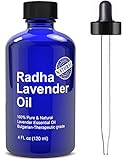 Radha Lavender Essential Oil - Big 4 Oz - 100% Pure & Natural Therapeutic Grade - PREMIUM QUALITY Oil From Bulgaria