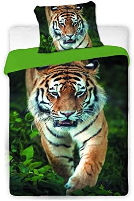 Tiger Wild Animal Single Twin Comforter Duvet Cover Ben Linen Set 100% Cotton