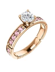10K Rose Gold Round Cut White and Pink Diamond Ring -- LIFETIME WARRANTY