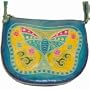 Designer Genuine Leather Messenger Bag(butterfly Pattern,blue)